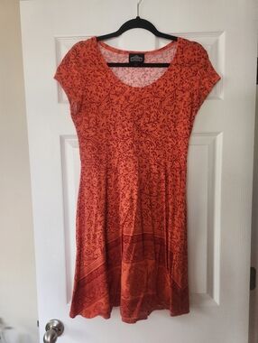 Angie Orange Floral Scoop-Neck Top